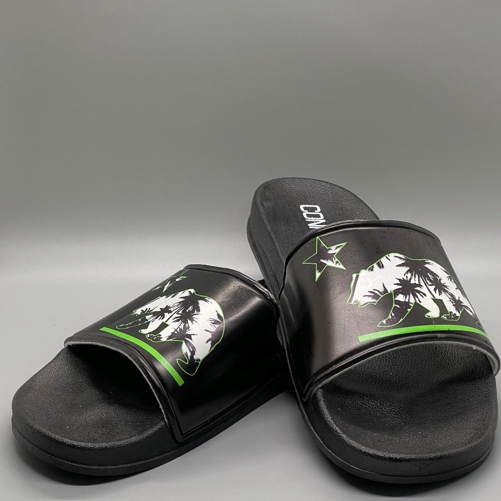 CONNCTD, Flip Flops for men with size 10, Black, Synthetic Material .